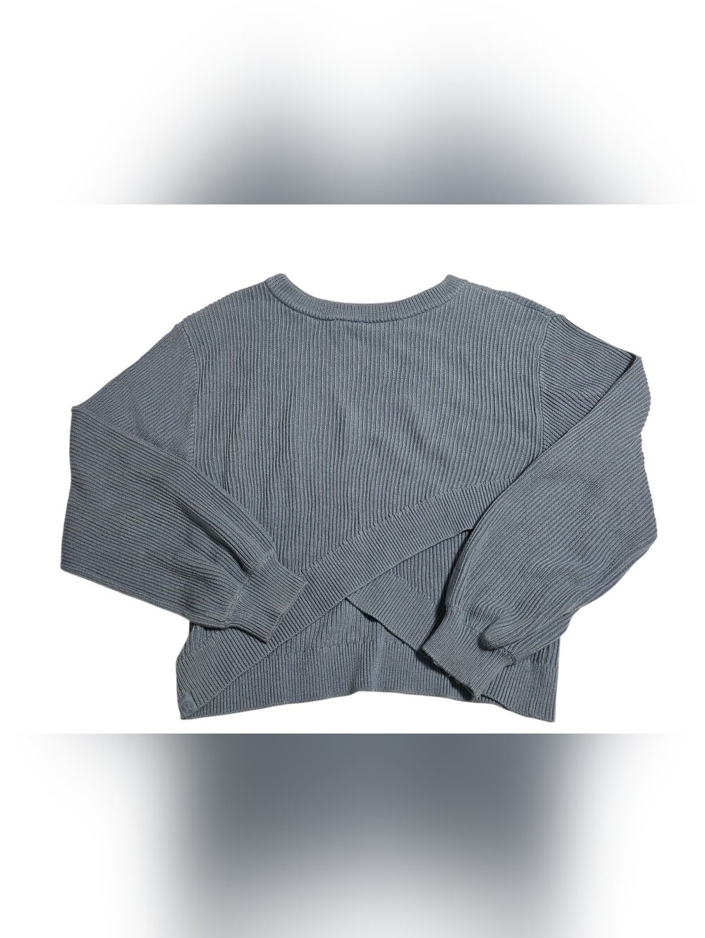 Lululemon Dusty Blue Ribbed Cropped Pullover Reversible Crossover Sweater Size 4
